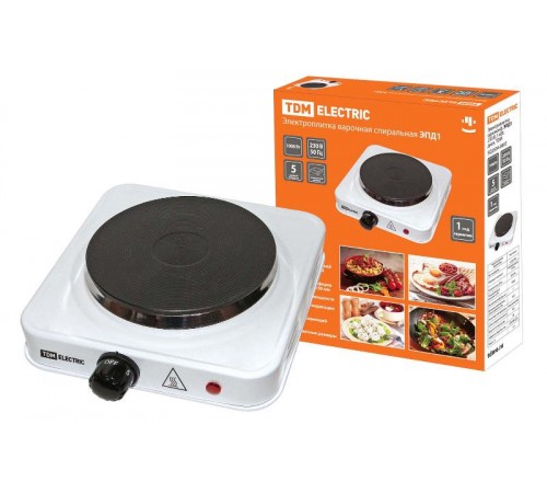 Электроплитка одноконф. ЭПД1 230 В, 1 кВт, диск, белая  SQ2504-0003  TDM