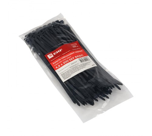 Хомут нейлоновый ЧЕРНЫЙ 4,8х200 (уп./100шт) EKF Simple  plc-cb-4.8x200  EKF