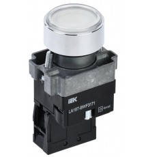 Кнопка LA167-BWF3171 d=22мм RC 1з с подсвет. белая  BBT20-BWF3171-1-12-67-K01  IEK