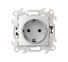 Розетка с заземлением Schuko 2Р+Е 16A 250В с системой Push and Go цвета алюминий S24 Harmonie  2420434-033  Simon