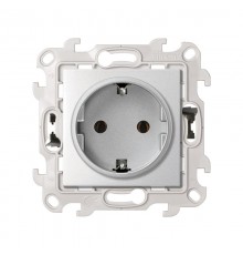 Розетка с заземлением Schuko 2Р+Е 16A 250В с системой Push and Go цвета алюминий S24 Harmonie  2420434-033  Simon