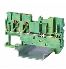 Клемма заземления под вставной штекер, зажим push-in, 3 точки подключения, 2.5 кв.мм  VPR-2.5-TWIN-1P-PE  DKC