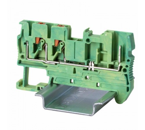 Клемма заземления под вставной штекер, зажим push-in, 3 точки подключения, 2.5 кв.мм  VPR-2.5-TWIN-1P-PE  DKC