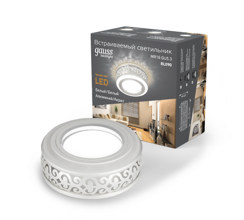 Светильник точечный встраиваемый Backlight BL090 Кругл. Белый/Белый, Gu5.3, 3W, LED 3000K  BL090  Gauss