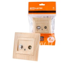 Розетка TV ("мама") + SAT (F-разъем) 0-2400МГц сосна "Лама"  SQ1815-0320  TDM