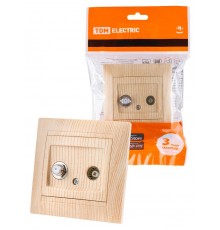 Розетка TV ("мама") + SAT (F-разъем) 0-2400МГц сосна "Лама"  SQ1815-0320  TDM