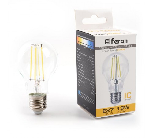 Лампа светодиодная, (13W) 230V E27 2700K, LB-613  38239  FERON