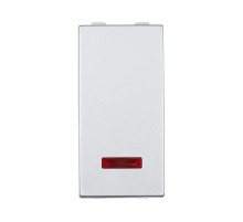 Переключатель с двух мест, с индикатором 45х22,5мм (схема 6L) 16 A, 250 B (серебристый металлик) LK45  850403-1  Ecoplast