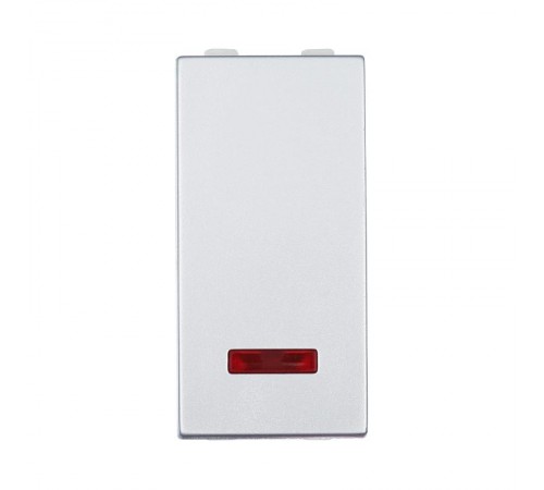 Переключатель с двух мест, с индикатором 45х22,5мм (схема 6L) 16 A, 250 B (серебристый металлик) LK45  850403-1  Ecoplast