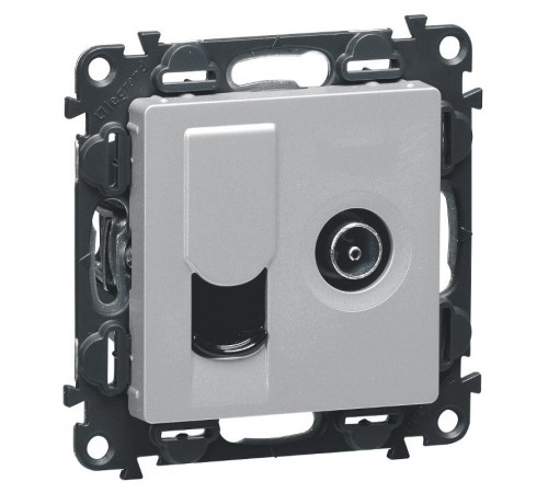 Valena LIFE Алюминий Накладка розетки TV-RJ45  754832  Legrand