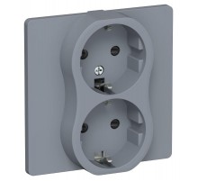 FLITE Розетка 2-ая с заземлением со шторками быстрозажимные клеммы 16А РСш12-1-К-ФлМ маренго  FI-R24C-16-1-K35  IEK