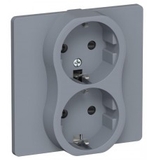 FLITE Розетка 2-ая с заземлением со шторками 16А РСш12-0-К-ФлМ маренго  FI-R24C-16-K35  IEK