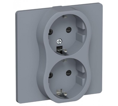 FLITE Розетка 2-ая с заземлением со шторками быстрозажимные клеммы 16А РСш12-1-К-ФлМ маренго  FI-R24C-16-1-K35  IEK