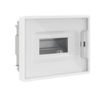 Щиток 8 мод встраиваемый для полых стен FRAME, белый, с прозрачной дверцей, с 2 шинами PEN на 8 и 6 отв.  F08B3WT  DKC