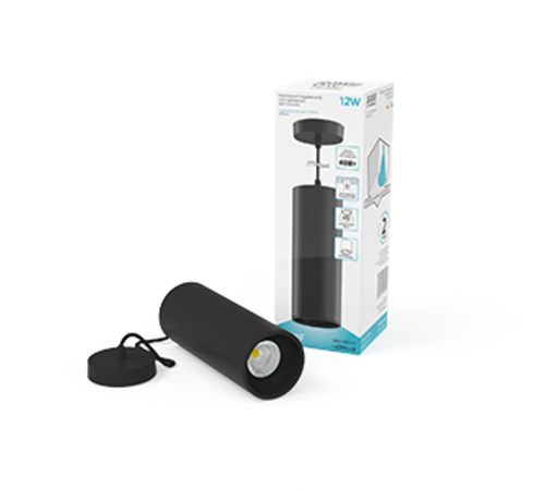 Светильник светодиодный накладной/подвесной HD034 12W (черный/черный) 4100K 79*200мм 1/10  HD034  Gauss