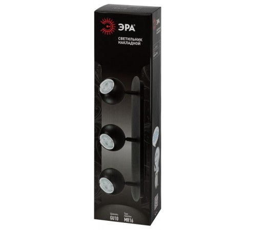 Светильник настенно-потолочный спот OL36-3 BK MR16 GU10 IP20 черный  Б0056372  ЭРА