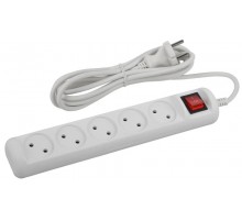 U-5s-1,5m-2x1 Удлин-ль без заземл, с выкл, 5гн, 1,5м, ПВС, 2х1мм2, 10А (20/600)  Б0044055  ЭРА