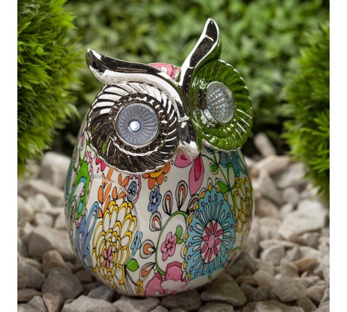 Cветильник садовый декоративный Сова на солнечной батарее ERAFYS01-03 полистоун, 15 см  Б0038496  ЭРА