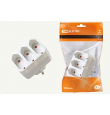Блок на 3 гнезда 2П 2,5 А 250 B под плоскую вилку белый  SQ1806-0205  TDM