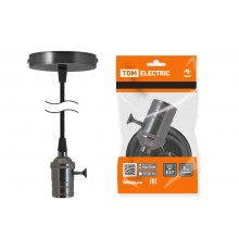 Патрон Е27 с выключателем с подвесом 1 м, металлический "Лофт", черный  SQ0335-0073  TDM