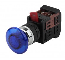 Кнопка управления  AEА-22 "Грибок" синий d22мм 1з+1р (10/400/3200)  Б0045635  ЭРА