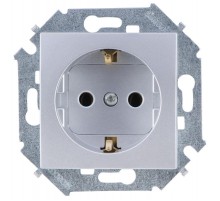 Simon 15 Алюминий Розетка с/з Schuko, 16А 250В, винт. зажим  1591432-033  Simon