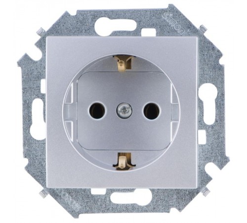 Simon 15 Алюминий Розетка с/з Schuko, 16А 250В, винт. зажим  1591432-033  Simon
