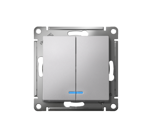 AtlasDesign Алюминий Выключатель 2-клавишный с подсветкой, сх.5а, 10АХ, механизм  ATN000353  SE