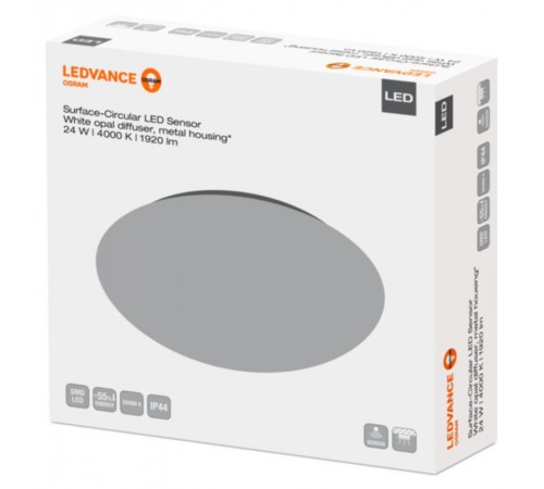 Светильник светодиодный ДПО-24Вт 4000K 1920Лм IP44 белый 400мм с датчиком LEDVANCE  4058075000841  LEDVANCE