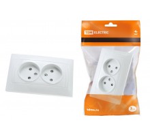 Розетка двойная 2П 10А 250В с защ. шт. белая "Лама"   SQ1815-0012  TDM