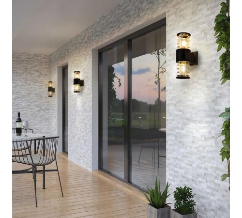 Светильник архитектурный настенный DH0801 230V без лампы E27, 220*175*108 черный  06300  Feron