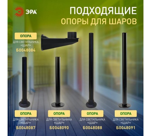 Светильник садово-парковый НТУ 02-60-201 без опоры, шар белый призма D=200 mm  Б0048043  ЭРА