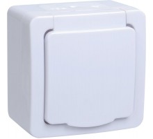 ГЕРМЕС PLUS белый Розетка 1-местная О/У с/з с крышкой РСб20-3-ГПБб IP54  ERMP12-K01-16-54-EC  IEK