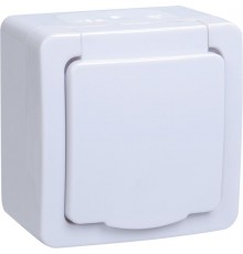 ГЕРМЕС PLUS белый Розетка 1-местная О/У с/з с крышкой РСб20-3-ГПБб IP54  ERMP12-K01-16-54-EC  IEK