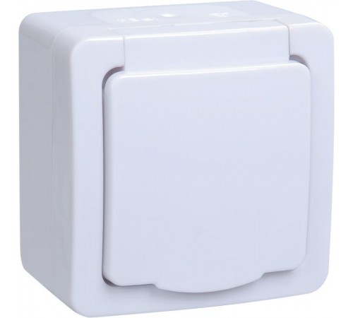ГЕРМЕС PLUS белый Розетка 1-местная О/У с/з с крышкой РСб20-3-ГПБб IP54  ERMP12-K01-16-54-EC  IEK