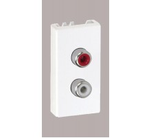 Simon Connect Плата с 2-мя разъёмами RCA audio, 1/2 К45, винтовой зажим, "тюльпаны", белый  K101B-9  Simon