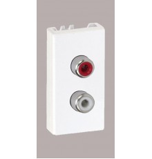 Simon Connect Плата с 2-мя разъёмами RCA audio, 1/2 К45, винтовой зажим, "тюльпаны", белый  K101B-9  Simon