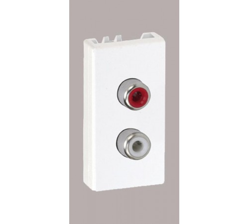 Simon Connect Плата с 2-мя разъёмами RCA audio, 1/2 К45, винтовой зажим, "тюльпаны", белый  K101B-9  Simon