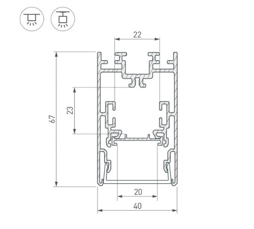 Профиль с экраном S2-LINE-4067-2500 ANOD+OPAL  021172  Arlight