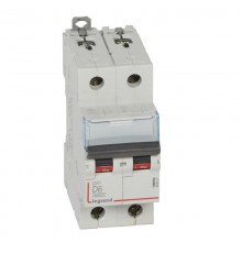 Выключатель автоматический двухполюсный DX3 6000 6А D 10кА  408027  Legrand