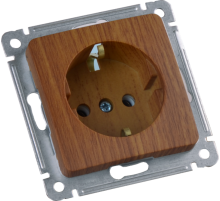 Розетка скрытой установки, одноместная, с заземляющим контактом, механизм, цвет дуб  РС16-411-05  HEGEL
