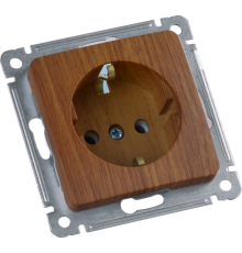 Розетка скрытой установки, одноместная, с заземляющим контактом, механизм, цвет дуб  РС16-411-05  HEGEL