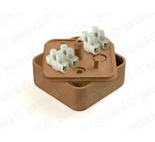 Коробка распределительная для о/п 50х50х20мм с клеммной колодкой ЗВИ-3 (1,0-2,5мм2) 4 клеммы, IP40, цвет -ОРЕХ (4уп*48шт/192шт)  GE41206-14  GREENEL