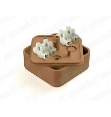 Коробка распределительная для о/п 50х50х20мм с клеммной колодкой ЗВИ-3 (1,0-2,5мм2) 4 клеммы, IP40, цвет -ОРЕХ (4уп*48шт/192шт)  GE41206-14  GREENEL