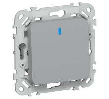 FLITE Выключатель 1-клавишный, 2-полюсный проходной с индикацией 10А ВС6/21-1-1-ФлС серый  FI-V12-1-10-1-2-K03  IEK