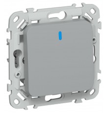 FLITE Выключатель 1-клавишный кнопочный проходной с индикацией 10А ВС61-2-1-ФлС серый  FI-V18-1-10-1-K03  IEK