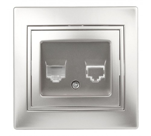 1-303-03 Intro Розетка информационная RJ45, IP20, СУ, Plano, алюминий  Б0030086  Intro