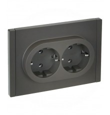 FORTE&PIANO Розетка 2-я с заземлением безвинтовое крепление 16А FP324 серый  FP-R21-16-1-K03  IEK