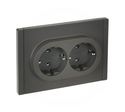 FORTE&PIANO Розетка 2-я с заземлением безвинтовое крепление 16А FP324 серый  FP-R21-16-1-K03  IEK