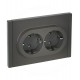 FORTE&PIANO Розетка 2-я с заземлением безвинтовое крепление 16А FP324 серый  FP-R21-16-1-K03  IEK